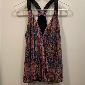 Leather Trim cross over Top